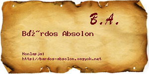 Bárdos Absolon névjegykártya